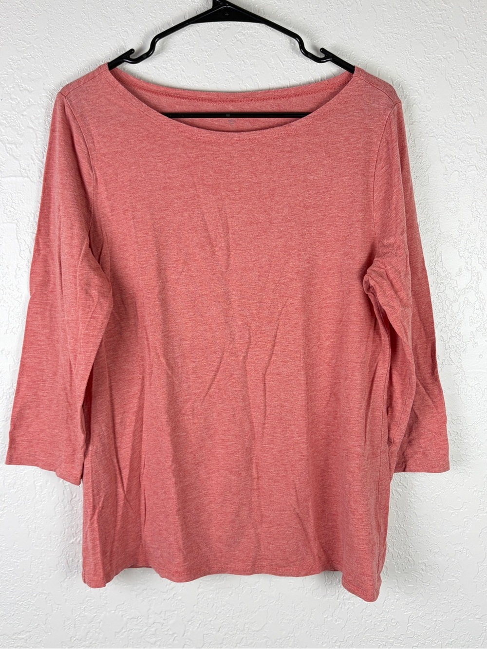 Garnet Hill Womens Tunic Tops 3/4 Sleeves Crewneck Layer Orange Sz Large
